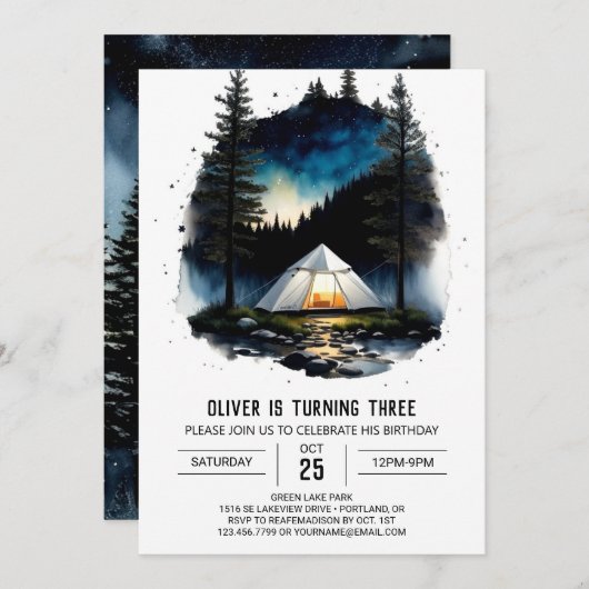 Campfire & Tent Adventure Verjaardag Kaart (Voorkant / Achterkant)