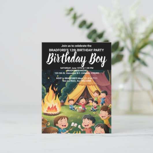 Campfire Verjaardagsfeestje Verzameling Uitnodigen Briefkaart (Staand voorkant)