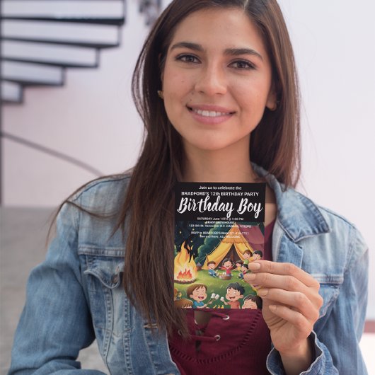 Campfire Verjaardagsfeestje Verzameling Uitnodigen Briefkaart