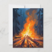 Campfire Waterverf Forest Painting Kaart (Voorkant)