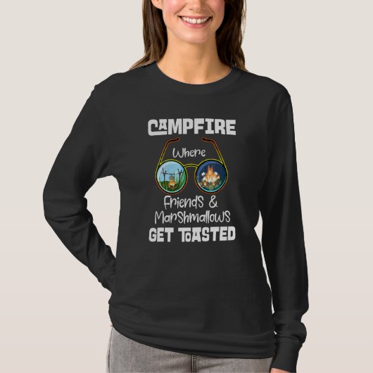 Campfire where Friends Marshmallow Get Toasted Cam T-shirt (Voorkant)