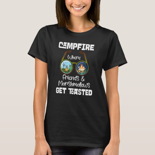 Campfire where Friends Marshmallow Get Toasted Cam T-shirt (Voorkant)