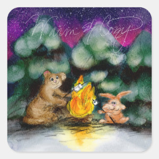 Campfire Winter Bosdieren Stickers