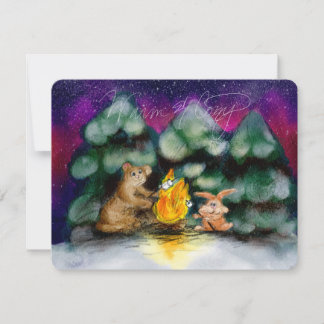 Campfire Winter Forest Animals Note Cards Notitiekaartje