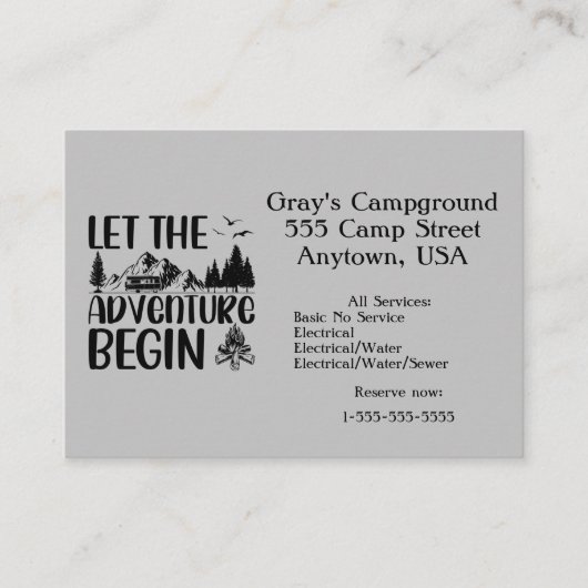 Campground Adventures Visitekaartje (Voorkant)