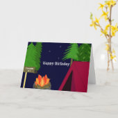 Campground Campfire Birthday Wishes Kaart (Gele Bloem)