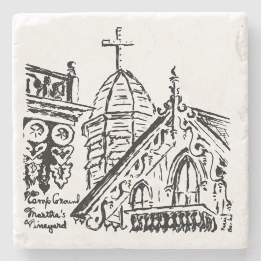 Campground Motief van Babbie - Martha's Vineyard Stenen Onderzetter (Voorkant)