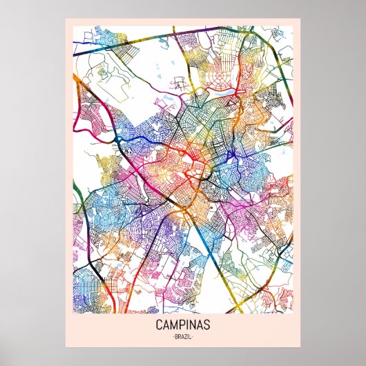 Campinas Brazilië Stadkaart Poster (Voorkant)