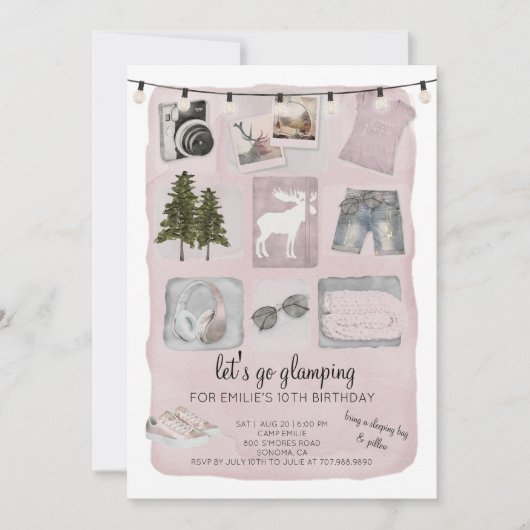 Camping 10th Birthday Party Invitation Kaart (Voorkant)