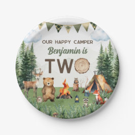 Camping 2e verjaardagsfeestje papieren bordje