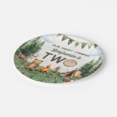 Camping 2e verjaardagsfeestje papieren bordje (Gekanteld)