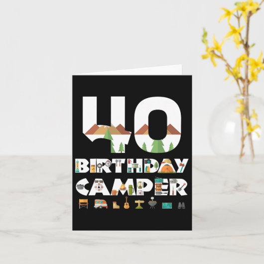 Camping 40e Verjaardag Camper Party Tent Camping H Kaart (Gele Bloem)