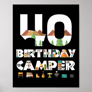 Camping 40e Verjaardag Camper Party Tent Camping H Poster