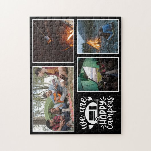 Camping 4 Photo Collage Keepslag Legpuzzel (Verticaal)