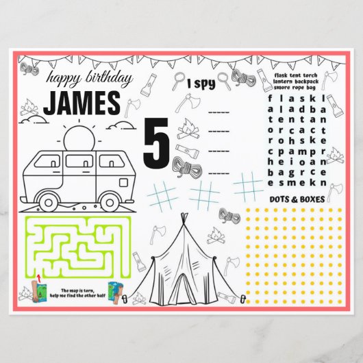 Camping-activiteiten en kleurplaten en bordjes (Voorkant)