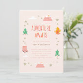 Camping Adventure Awaits Girl Baby shower Kaart (Staand voorkant)