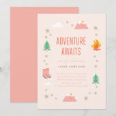 Camping Adventure Awaits Girl Baby shower Kaart (Voorkant / Achterkant)
