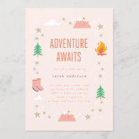 Camping Adventure Awaits Girl Baby shower