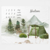 Camping Adventure-Baby-mijlpaal Fleece Deken (Voorkant (Horizontaal))