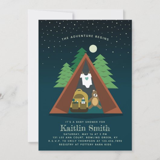 Camping Adventure Baby shower Invitation (Voorkant)