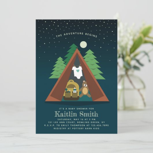 Camping Adventure Baby shower Invitation (Staand voorkant)