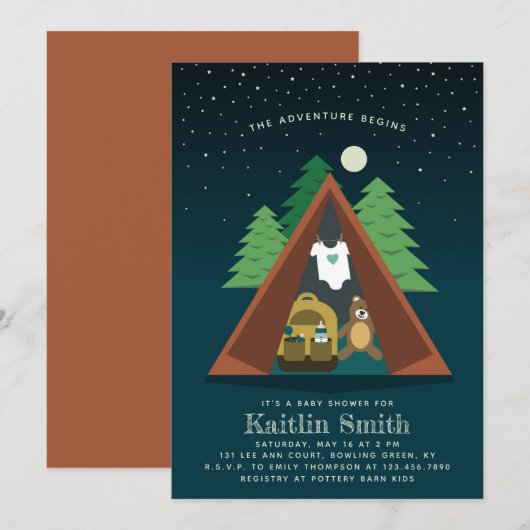 Camping Adventure Baby shower Invitation (Voorkant / Achterkant)
