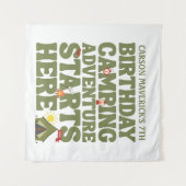 Camping Adventure begint hier Kinderverjaardag Wandkleed (Voorkant (horizontaal))