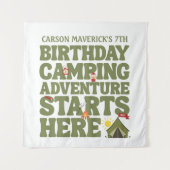 Camping Adventure begint hier Kinderverjaardag Wandkleed (Voorkant)
