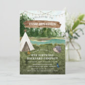 Camping Adventure Birthday Party Invitation Kaart (Staand voorkant)