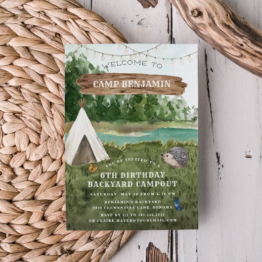 Camping Adventure Birthday Party Invitation Kaart