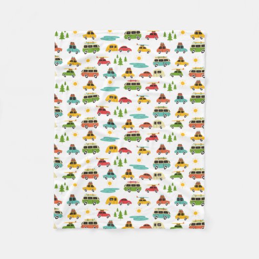 Camping Adventure Caravan Fleece Deken (Voorkant)