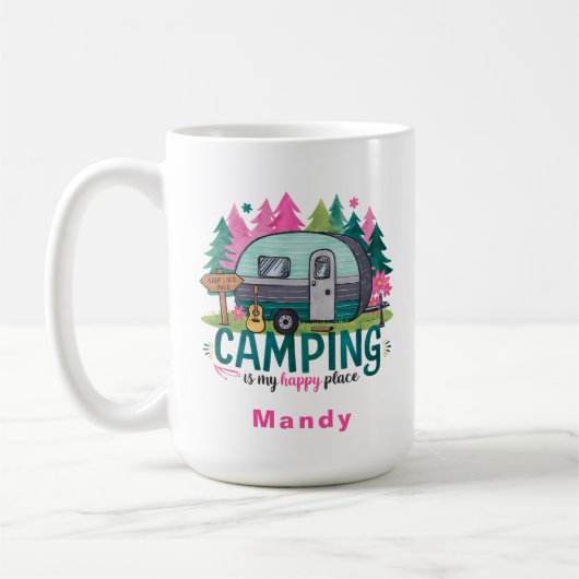 Camping Adventure Gift Mug with Name Koffiemok (Links)