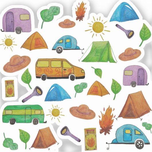 Camping adventure sticker (Voorkant)