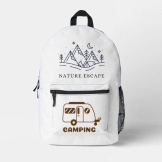 Camping Adventure Tent Illustration – Outdoor Natu Bedrukte Rugzak