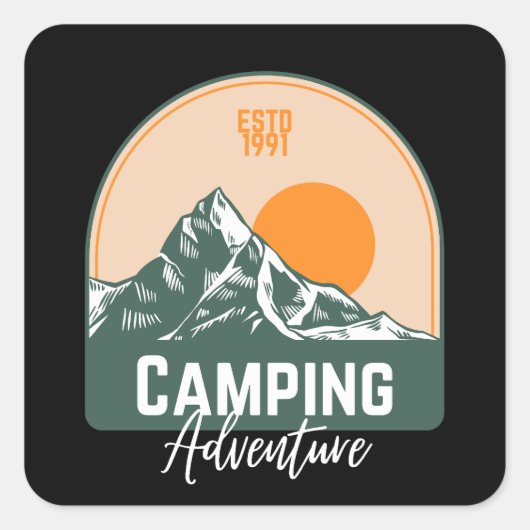 Camping Adventure Vierkante Sticker (Voorkant)