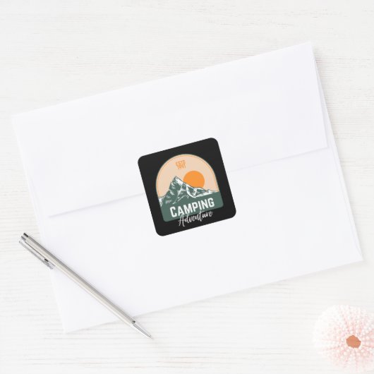 Camping Adventure Vierkante Sticker (Envelop)
