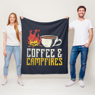 Camping Adventure voor koffie en kampvuren Fleece Deken