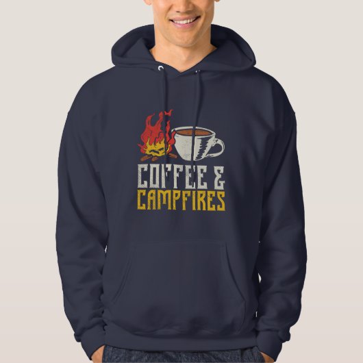 Camping Adventure voor koffie en kampvuren Hoodie (Voorkant)