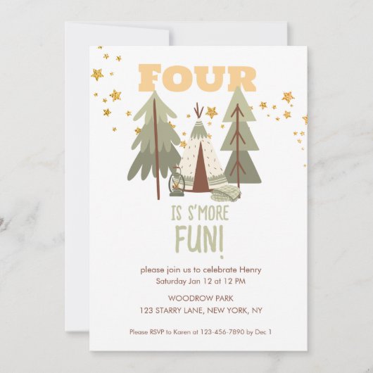 Camping Adventure's meer Vierde Verjaardag Kaart (Voorkant)