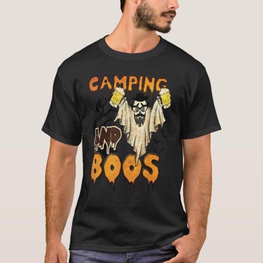 Camping and Boos Camping Beer Drink Halloween Cos. T-shirt (Voorkant)