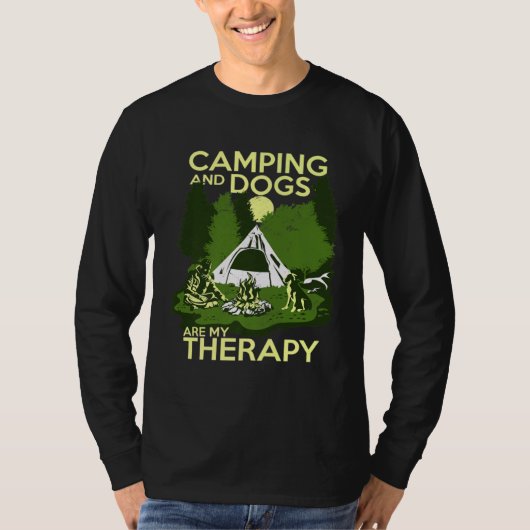 Camping And Dogs Are My Therapy T-shirt (Voorkant)