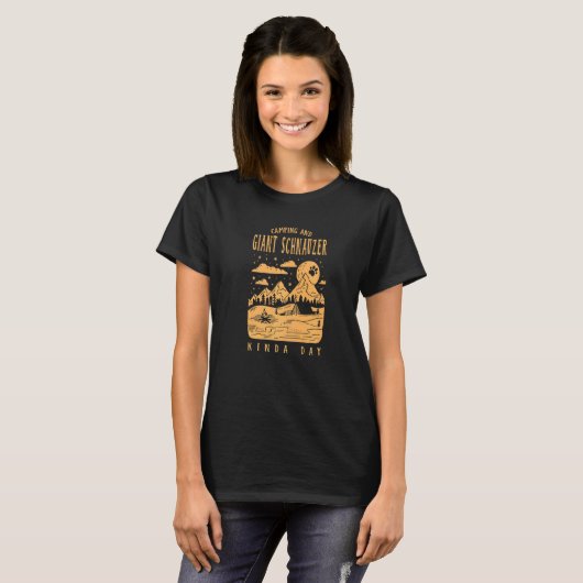 Camping and Giant Schnauzer Kinda Day Mini Schnauz T-shirt (Voorkant volledig)