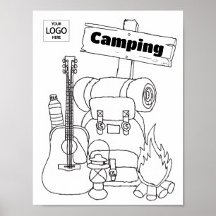 Camping Art Coloring Art Werkblad Activiteitenblad Poster
