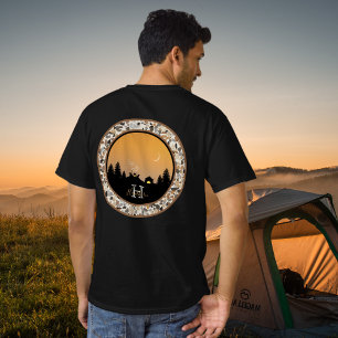 Camping at Sunset Pebble Round Design T-Shirt
