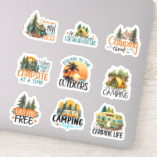Camping Avonturen Set 2 op maat gesneden vinyl sti Sticker