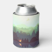 Camping Avontuur Bos Berg Illustratie Blikjeskoeler (Blikje Voorkant)