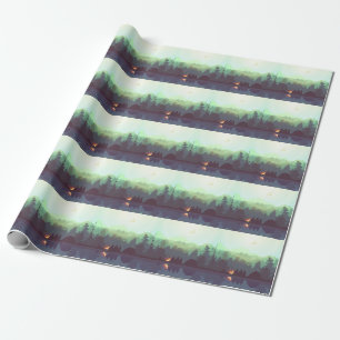 Camping Avontuur Bos Berg Illustratie Cadeaupapier