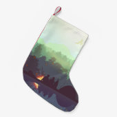 Camping Avontuur Bos Berg Illustratie Kleine Kerstsok (Voorkant (Hangend))