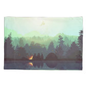 Camping Avontuur Bos Berg Illustratie Kussensloop (Achterkant)