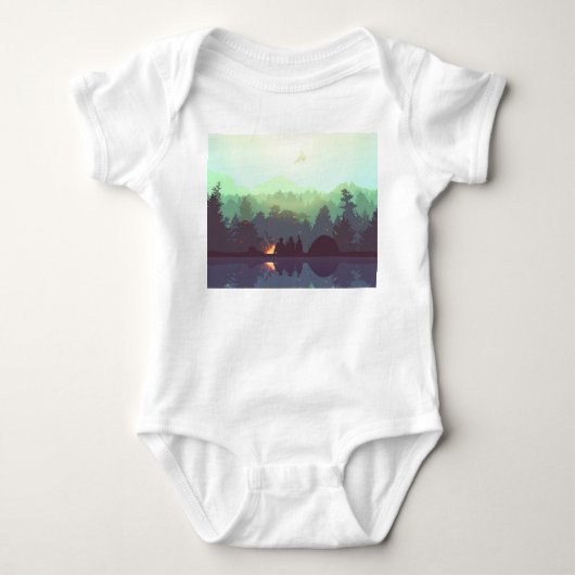 Camping Avontuur Bos Berg Illustratie Romper (Voorkant)